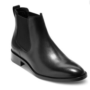 COLE HAAN Mens Black Heel Toe Block Heel Leather Chelsea Boot 6-7 SEE PICS